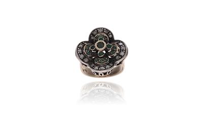 Anello con diamanti e smeraldi - Asta Preziosi Anello con diamanti e smeraldi - Asta Preziosi
