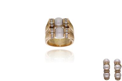 Parure anello e orecchini con diamanti e perle - Asta Preziosi Parure anello e orecchini con diamanti e perle - Asta Preziosi