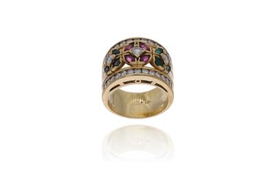 Anello con diamanti, rubini, smeraldi e zaffiri - Asta Preziosi Anello con diamanti, rubini, smeraldi e zaffiri - Asta Preziosi