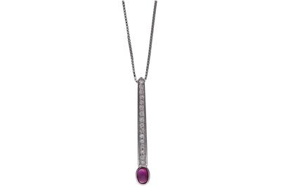 Collana e pendente con diamanti e rubino - Asta Preziosi