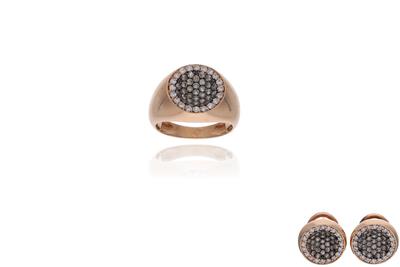 Parure anello e paio di orecchini con diamanti - Asta Preziosi