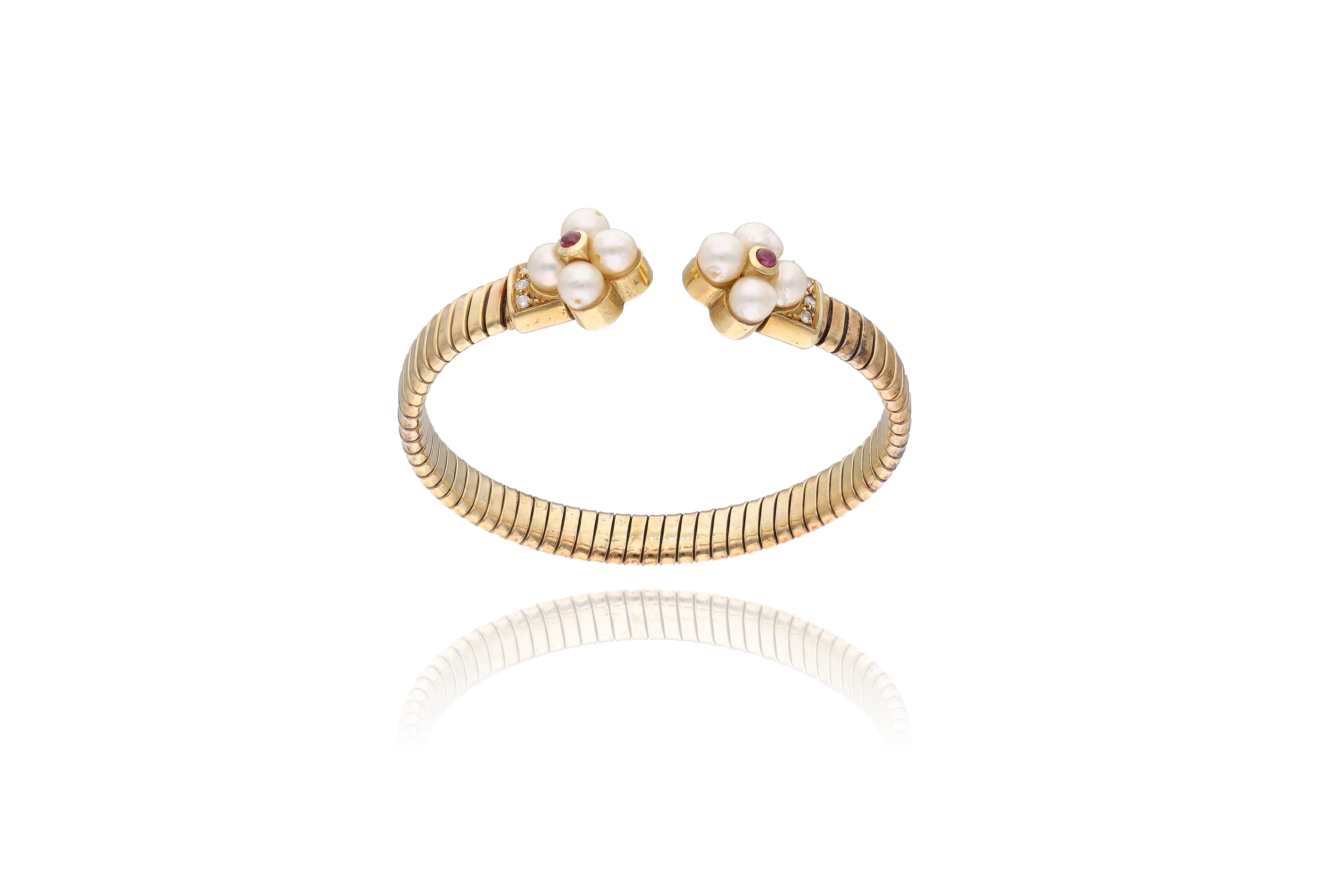 Bracciale con perle, rubini e diamanti - Asta Preziosi