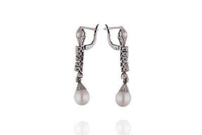 Paio di orecchini con perle e diamanti - Asta Preziosi