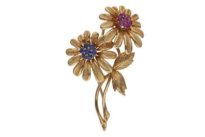 Spilla con rubini, zaffiri e pietre - Asta Preziosi