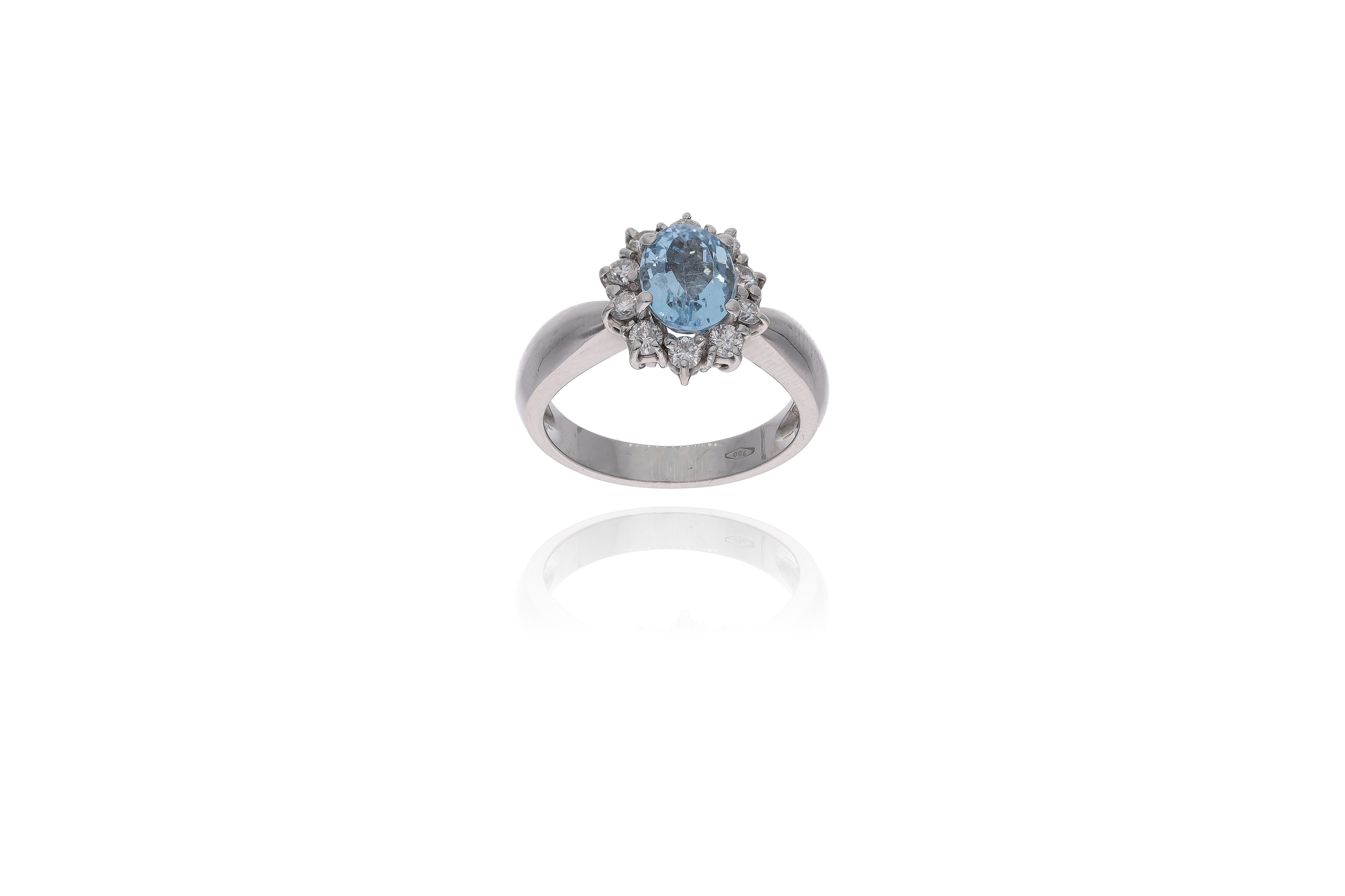 Anello con acquamarina e diamanti - Asta Preziosi