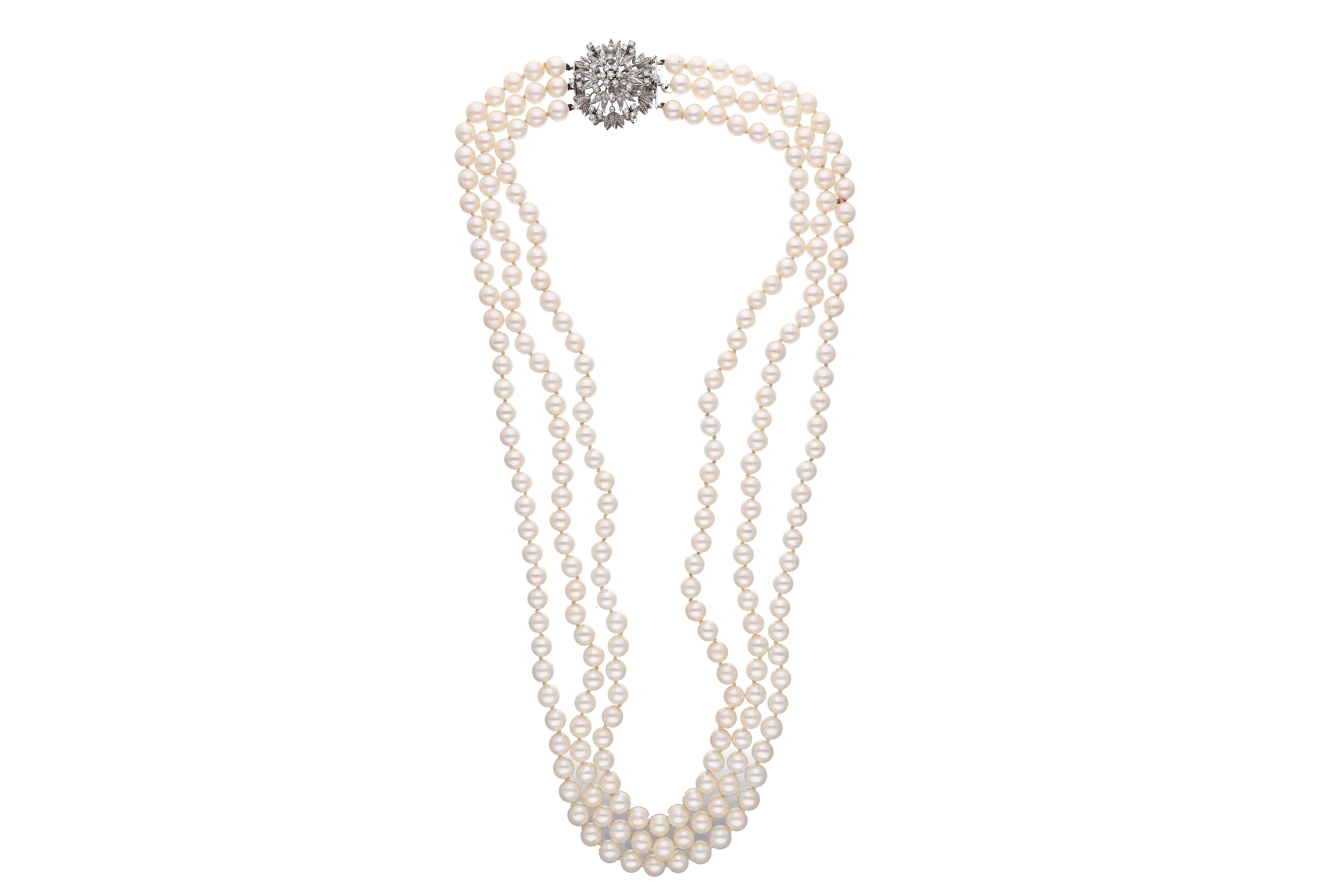 Collana perle con diamanti - Asta Preziosi