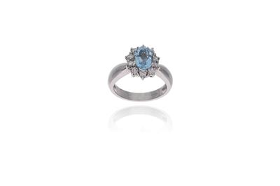 Anello con acquamarina e diamanti - Asta Preziosi Anello con acquamarina e diamanti - Asta Preziosi