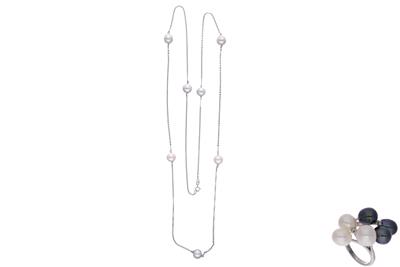 Parure anello e collana con perle e diamanti - Asta Preziosi Parure anello e collana con perle e diamanti - Asta Preziosi