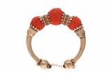 Parure bracciale e paio di orecchini con coralli - 