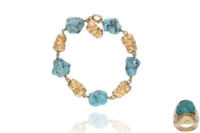 Parure bracciale e anello con pietre - 