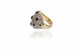 Anello con diamanti e zaffiri - 