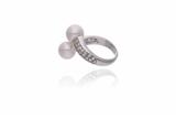 Anello con perle e diamanti - 