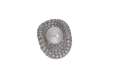 Anello con diamanti e perla - Asta Preziosi