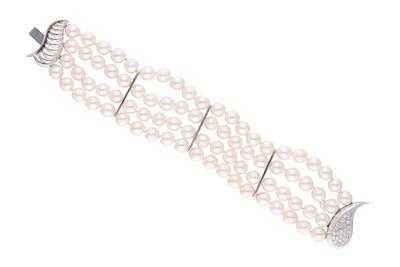 Bracciale di perle coltivate e diamanti - Asta Preziosi