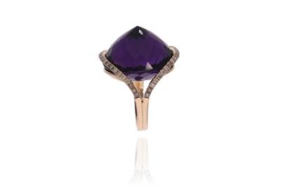 Anello con ametista e diamanti - Asta Preziosi