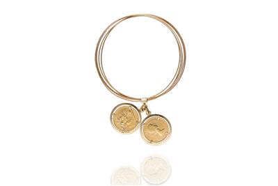 Bracciale e ciondolo con due sterline inglesi - Asta Preziosi