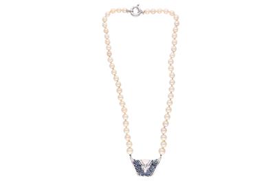 Collana di perle coltivate con zaffiri - Asta Preziosi