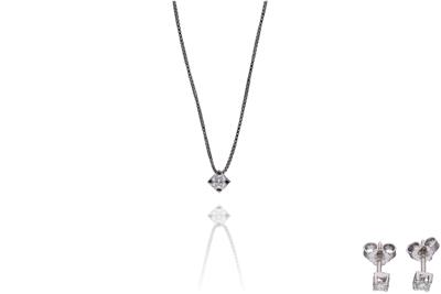 Parure, collana e paio di orecchini con diamanti - Asta Preziosi