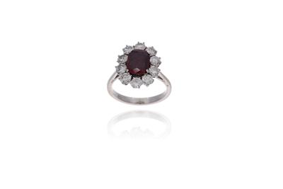 Anello con diamanti e pietra - Asta Preziosi