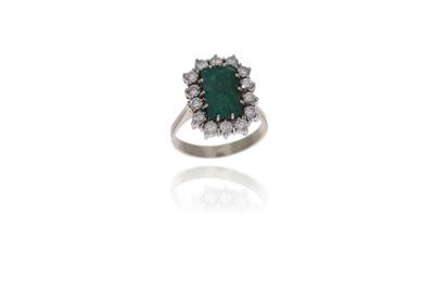 Anello con diamanti e pietra - Asta Preziosi
