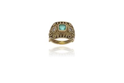 Anello con smeraldo e diamanti - Asta Preziosi