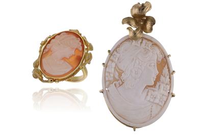 Anello e pendente con cammeo - Asta Preziosi Anello e pendente con cammeo - Asta Preziosi