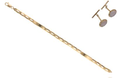 Paio di gemelli con pietre e bracciale in oro - Asta Preziosi