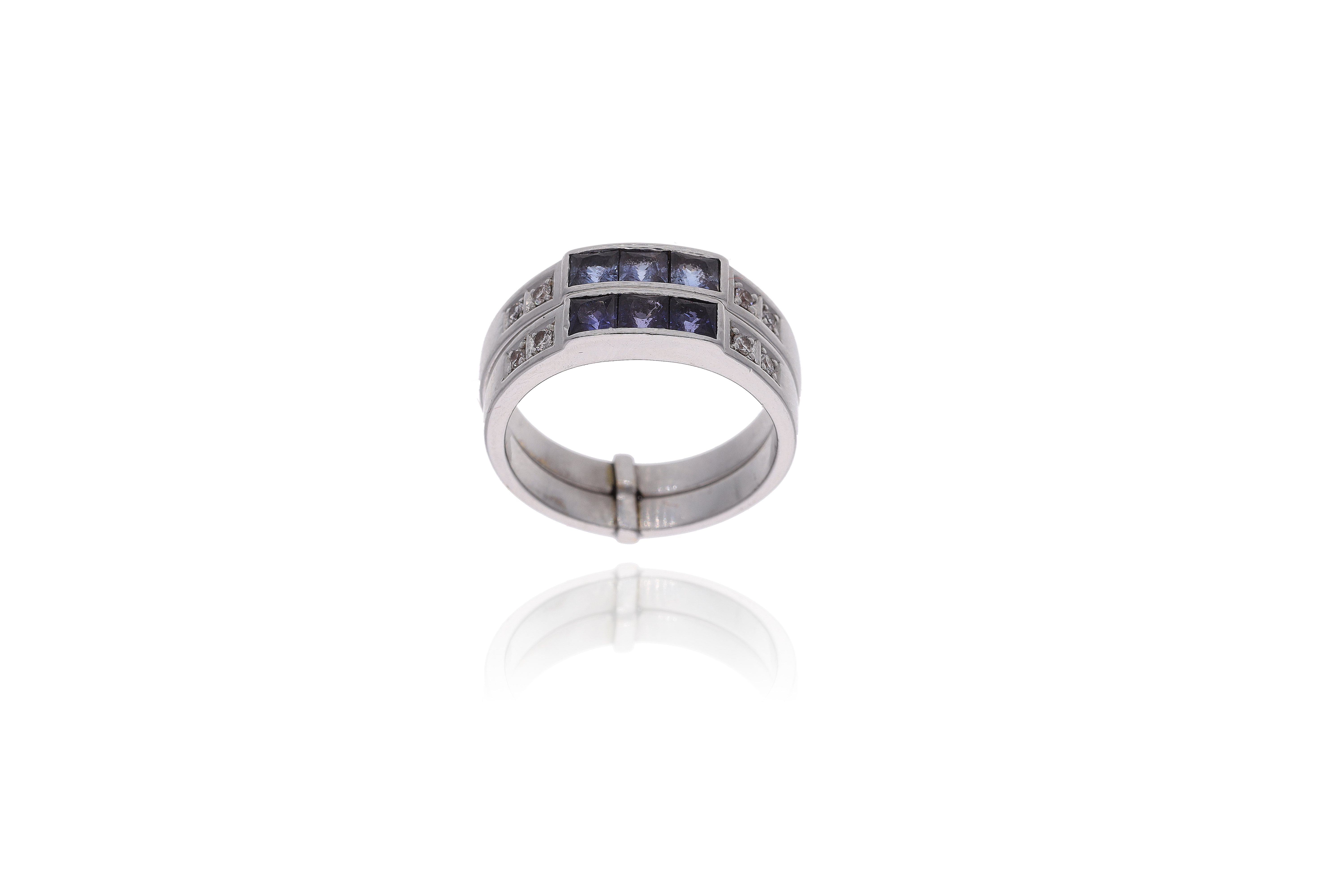 Anello con diamanti, zaffiri e zaffiri viola - Asta Preziosi