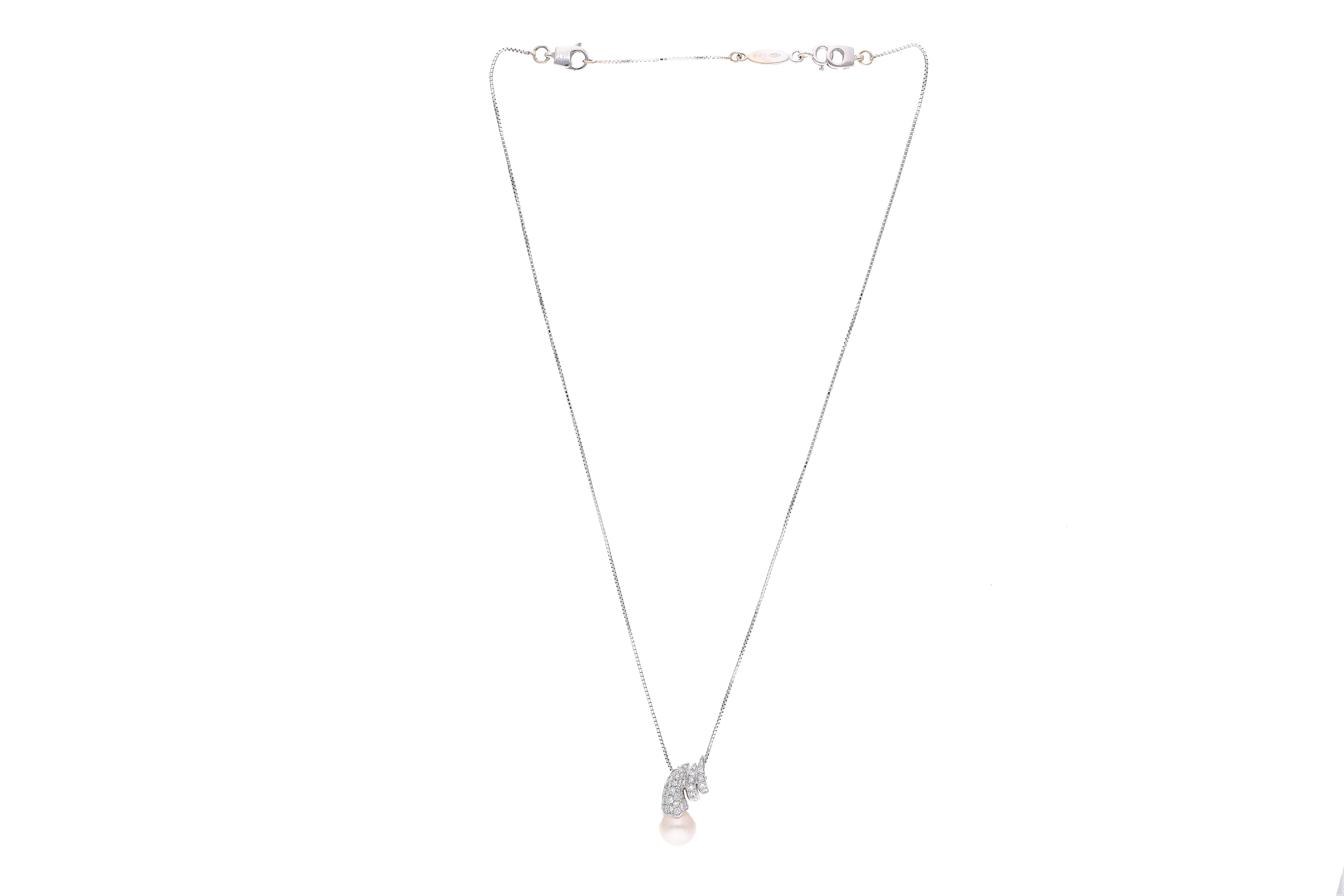 Collana con ciondolo con diamanti e perla - Asta Preziosi