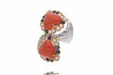 Anello con coralli, diamanti e zaffiri - Asta Preziosi Anello con coralli, diamanti e zaffiri - Asta Preziosi