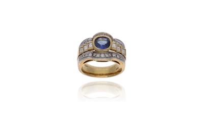 Anello con zaffiro e diamanti - Asta Preziosi