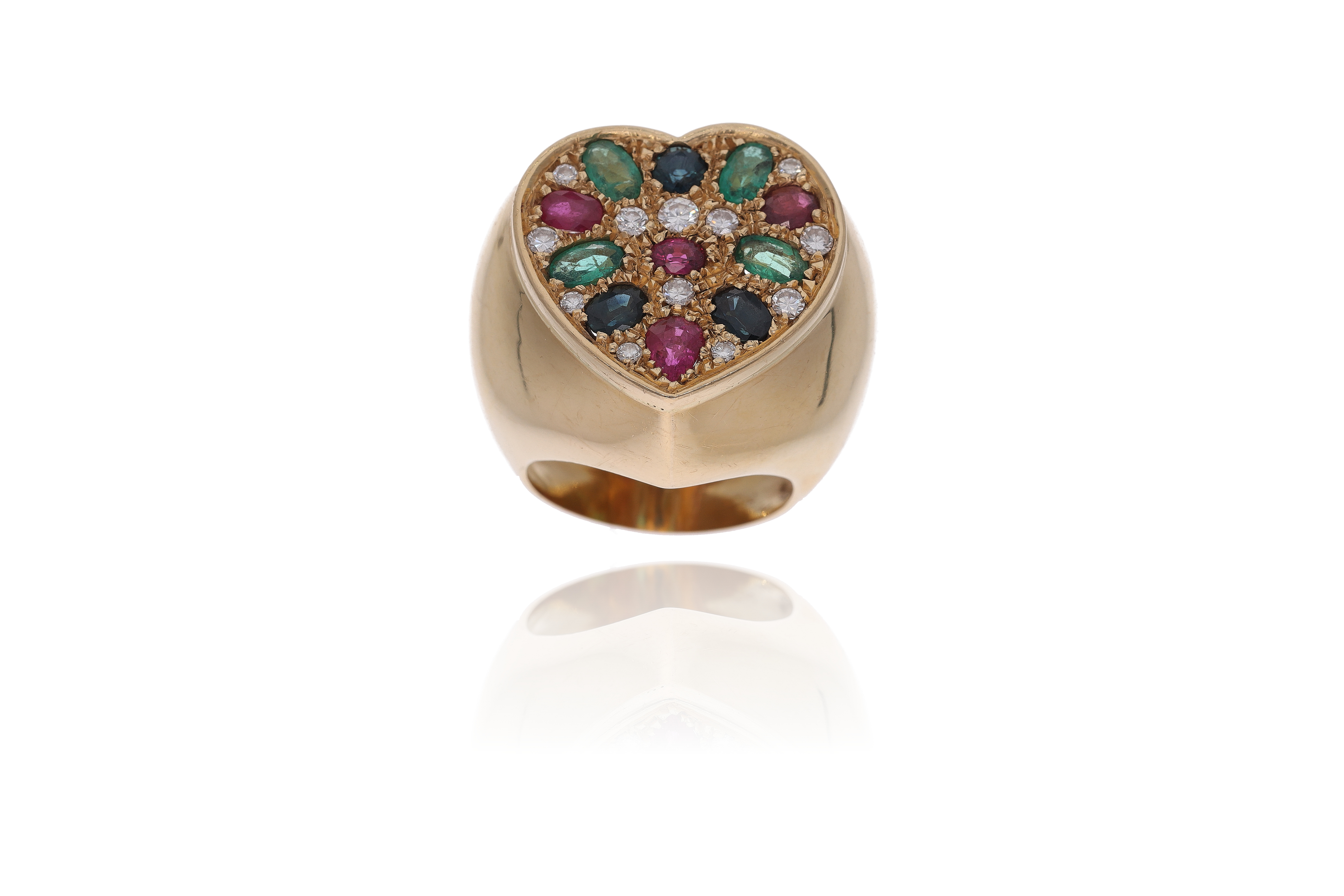 Anello con smeraldi, zaffiri, rubini e diamanti - Asta Preziosi