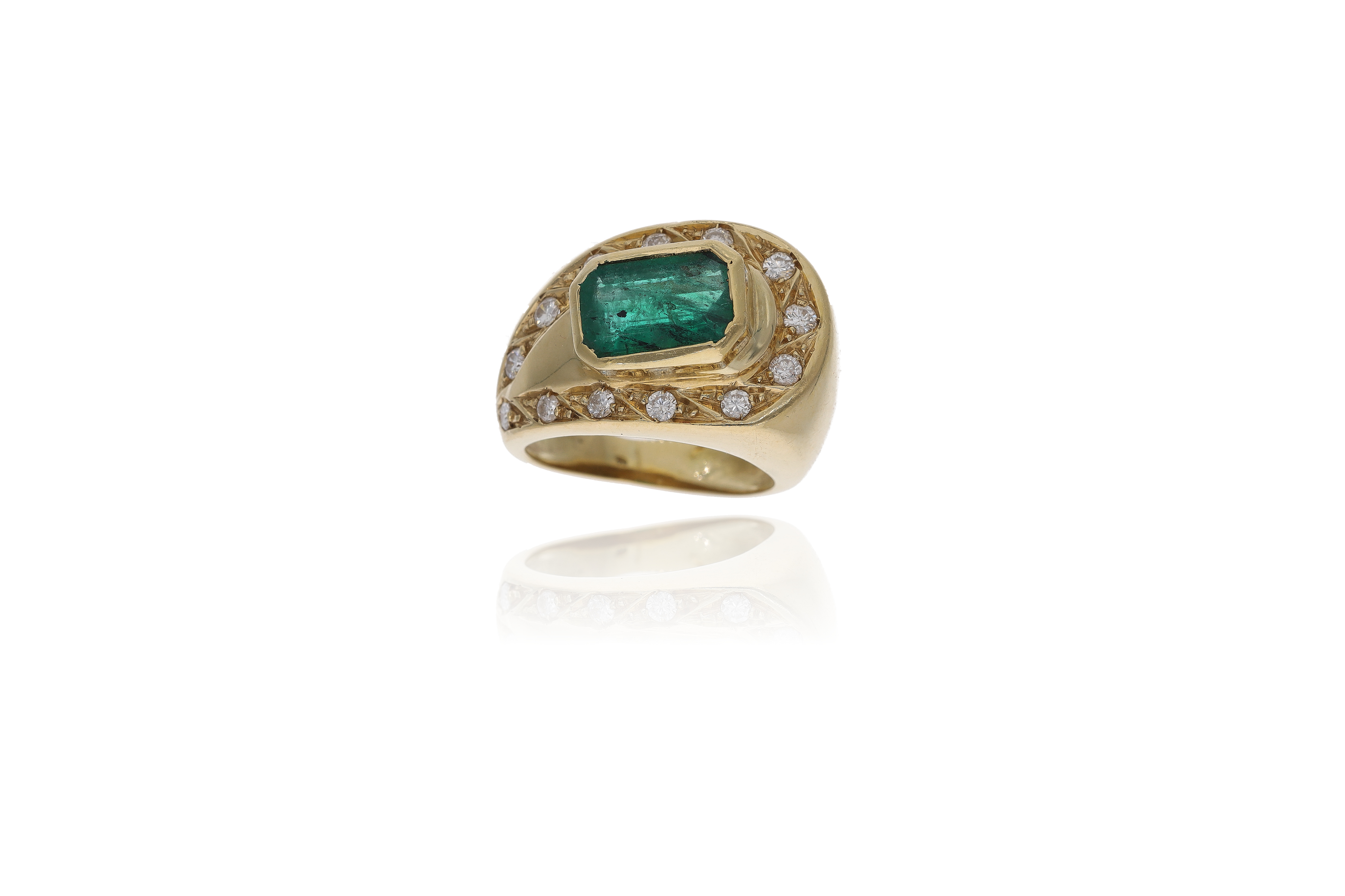 Anello con smeraldo e diamanti - Asta Preziosi