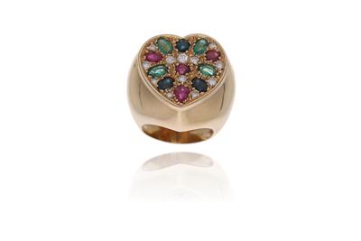 Anello con smeraldi, zaffiri, rubini e diamanti - Asta Preziosi Anello con smeraldi, zaffiri, rubini e diamanti - Asta Preziosi