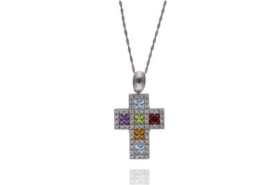 Collana con ciondolo con peridoto, topazi e granato - Asta Preziosi Collana con ciondolo con peridoto, topazi e granato - Asta Preziosi