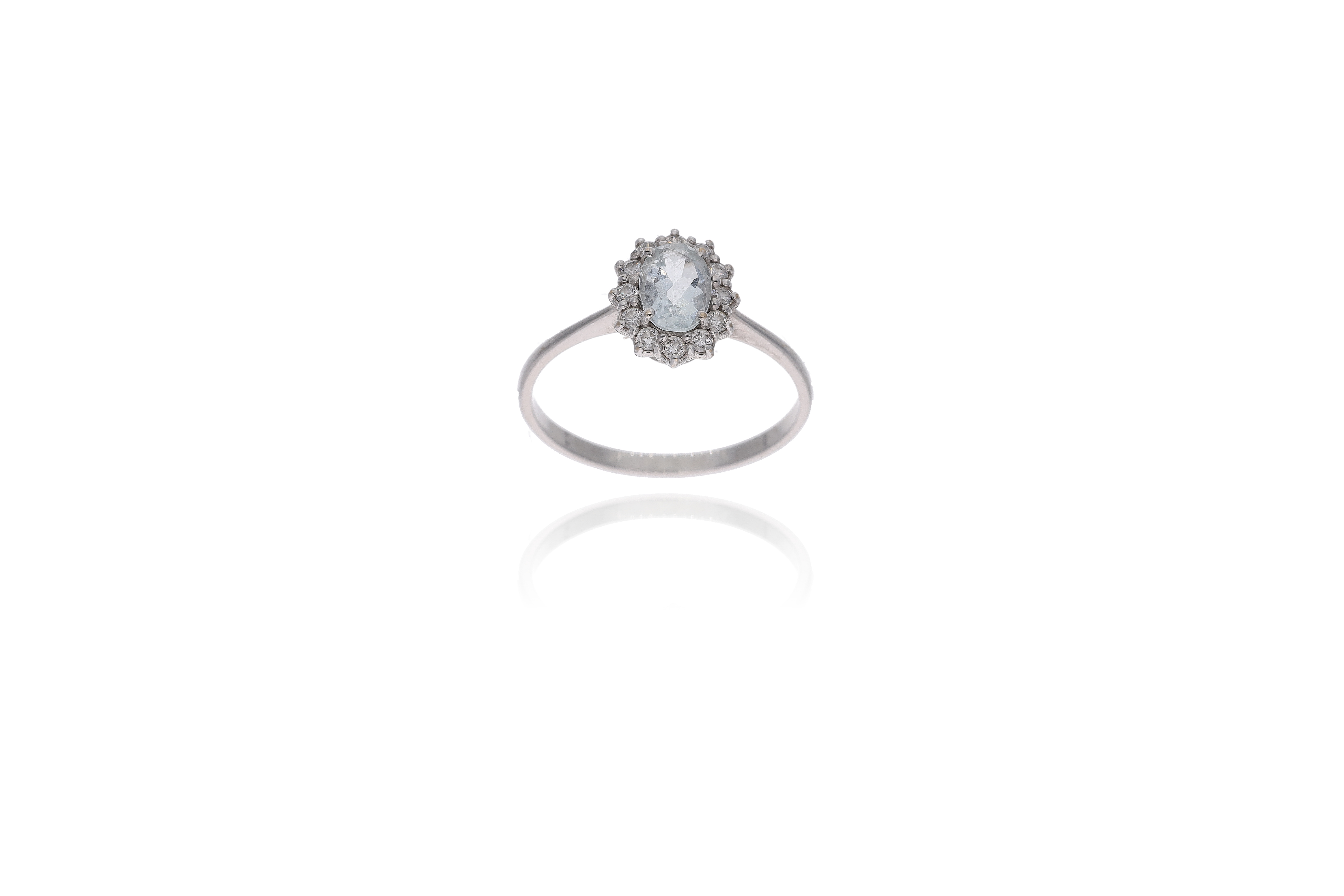 Anello con diamanti e acquamarina - Asta Preziosi