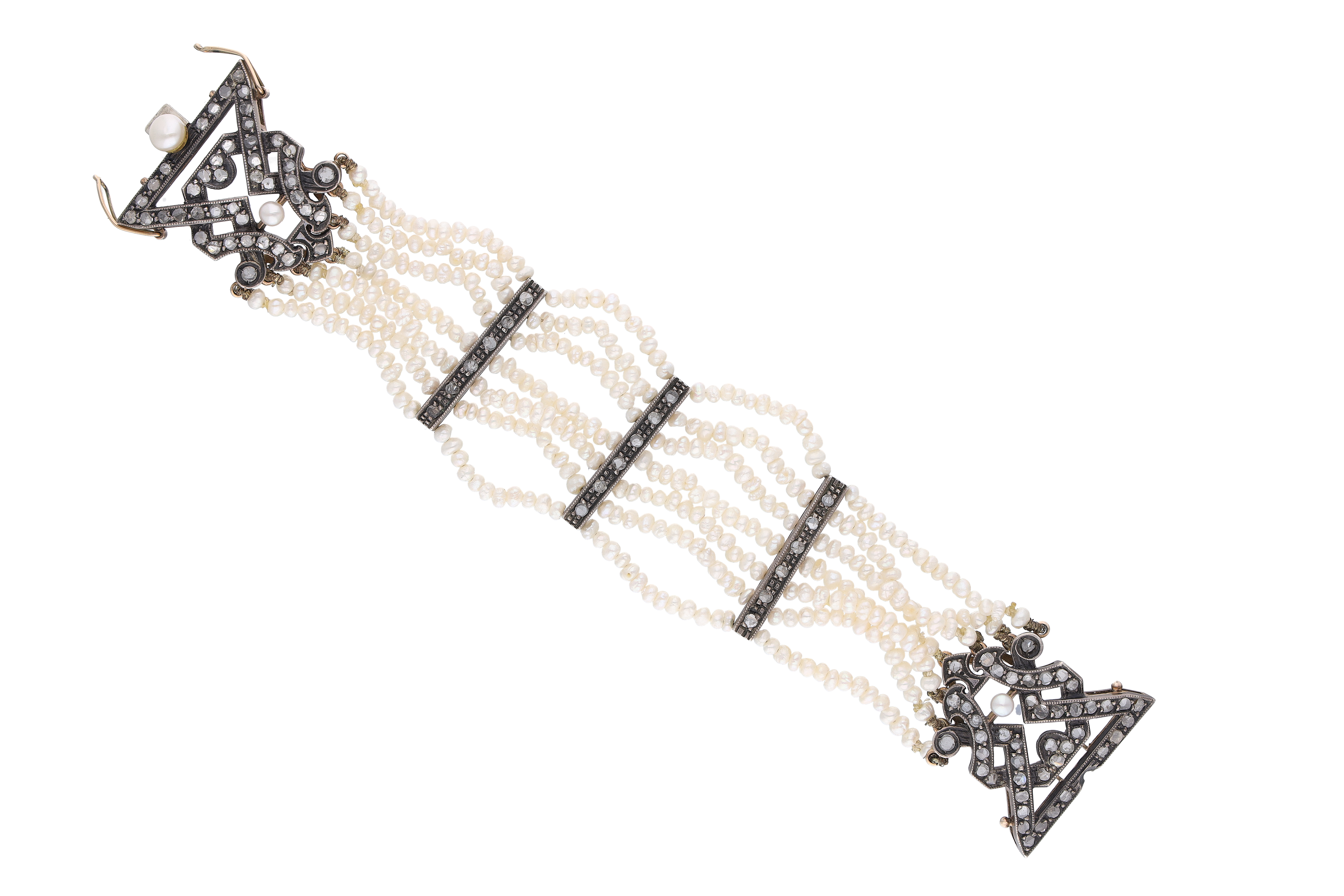 Bracciale di perle con diamanti - Asta Preziosi
