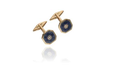 Coppia di gemelli con smalti e diamanti - Asta Preziosi