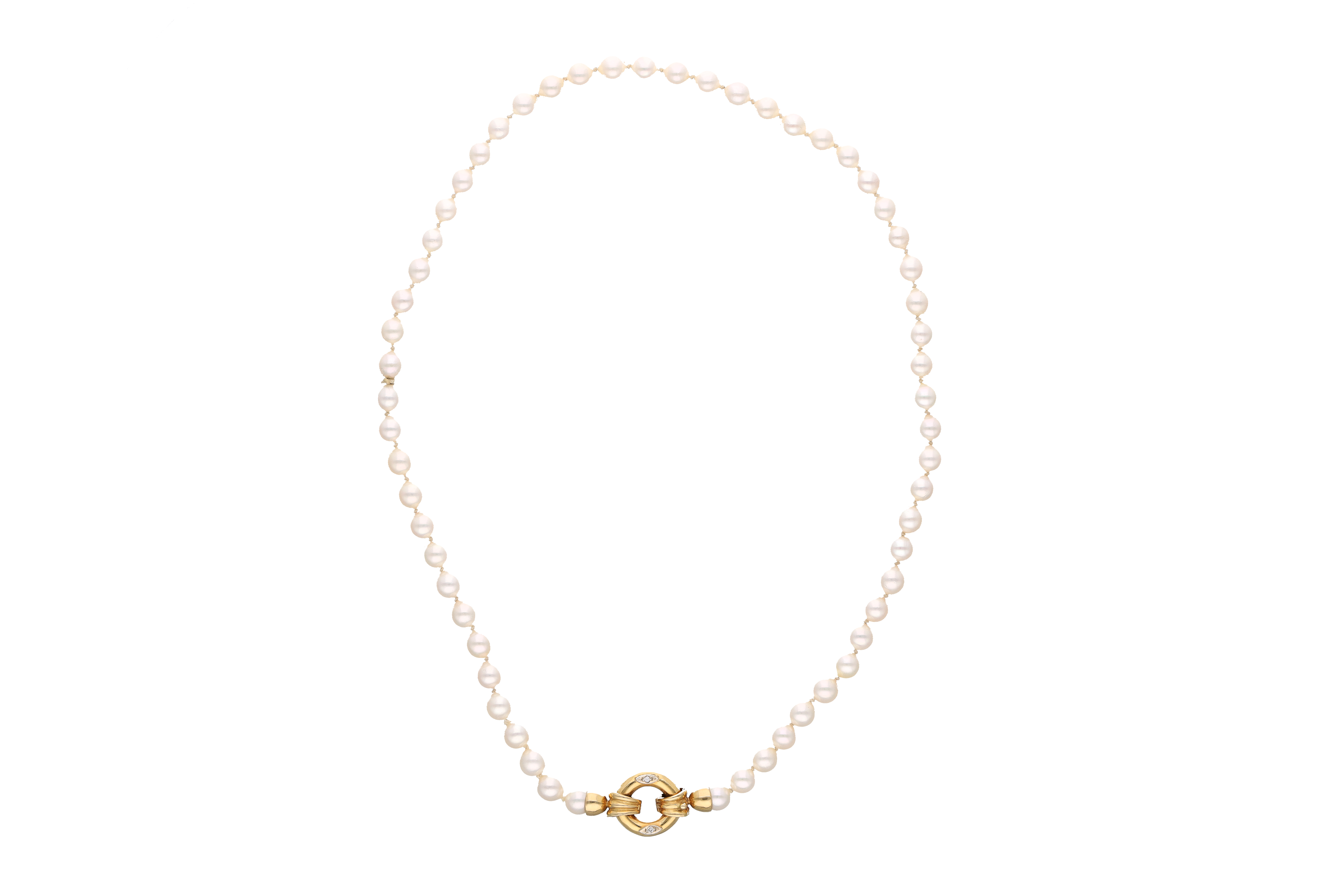 Collana di perle con diamanti - Asta Preziosi