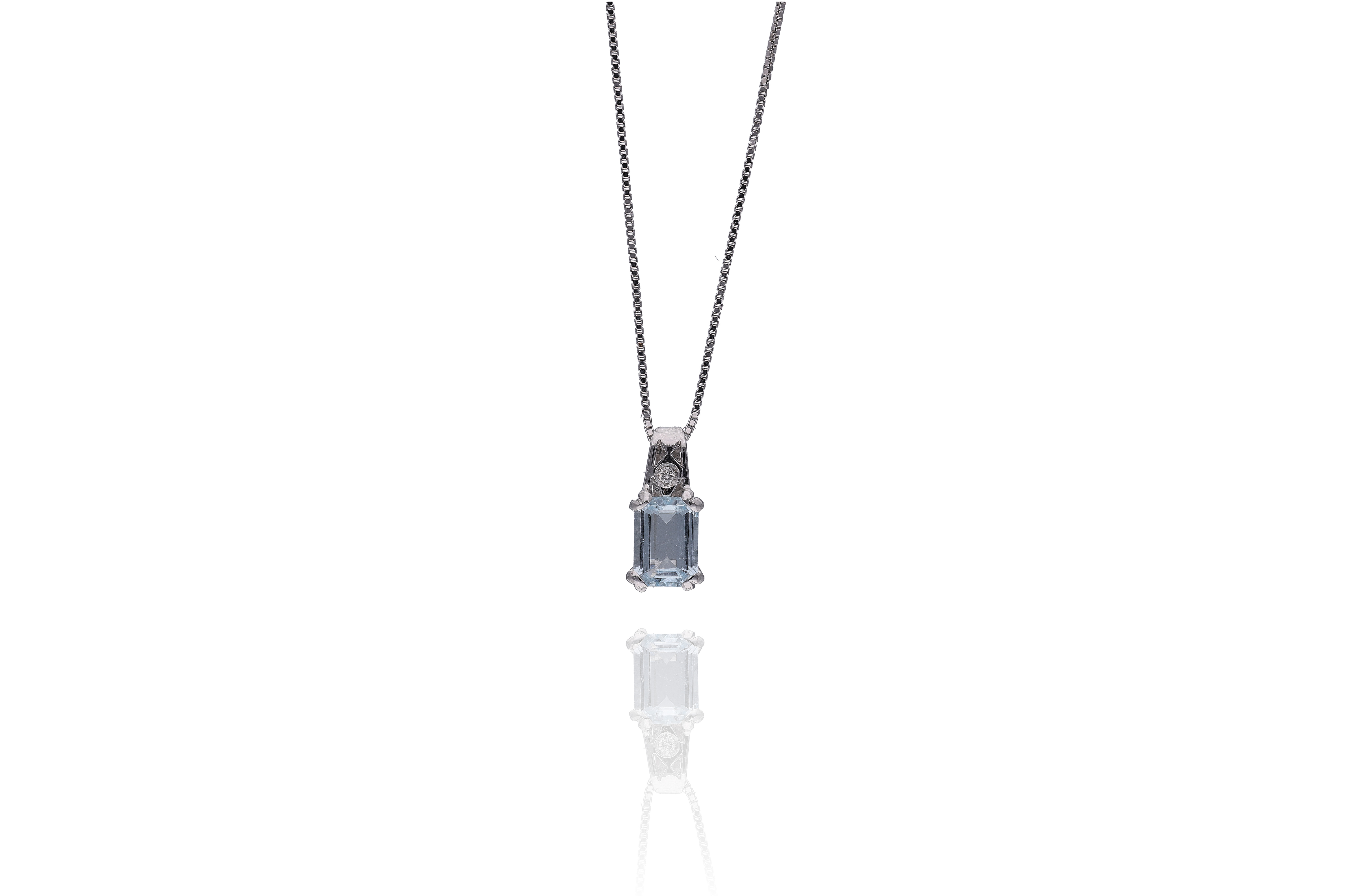 Collana e ciondolo con acquamarina e diamante - Asta Preziosi