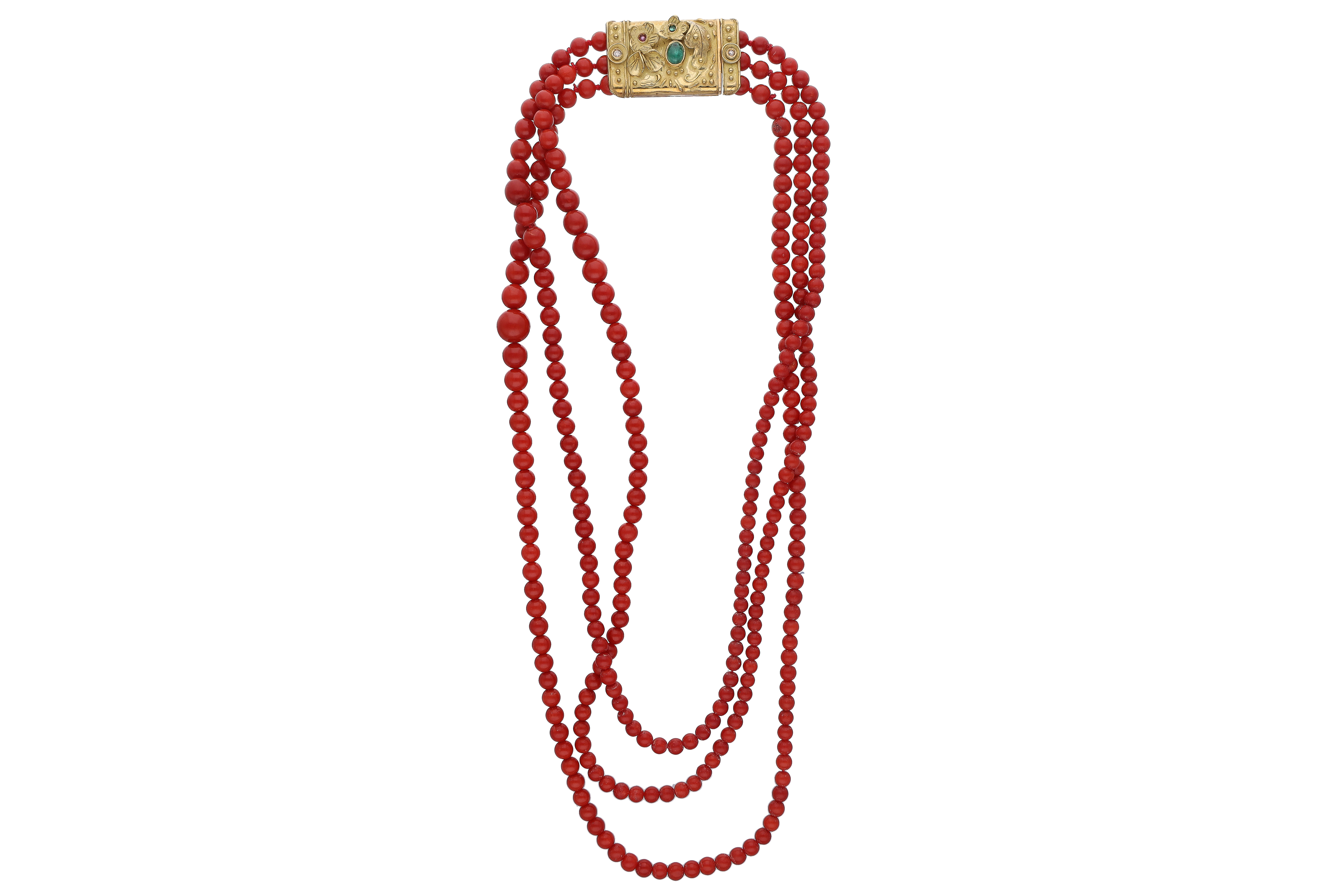 Collana tre fili di coralli - Asta Preziosi