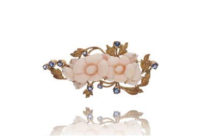 Spilla con corallo e zaffiri - Asta Preziosi Spilla con corallo e zaffiri - Asta Preziosi