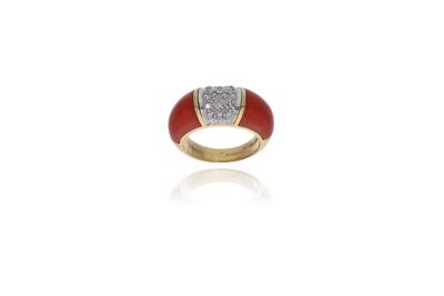 Anello con diamanti e coralli - Asta Preziosi Anello con diamanti e coralli - Asta Preziosi