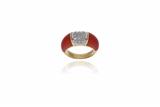 Anello con diamanti e coralli - Asta Preziosi Anello con diamanti e coralli - Asta Preziosi