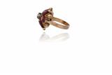 Anello con diamante, granati e quarzo - Asta Preziosi Anello con diamante, granati e quarzo - Asta Preziosi
