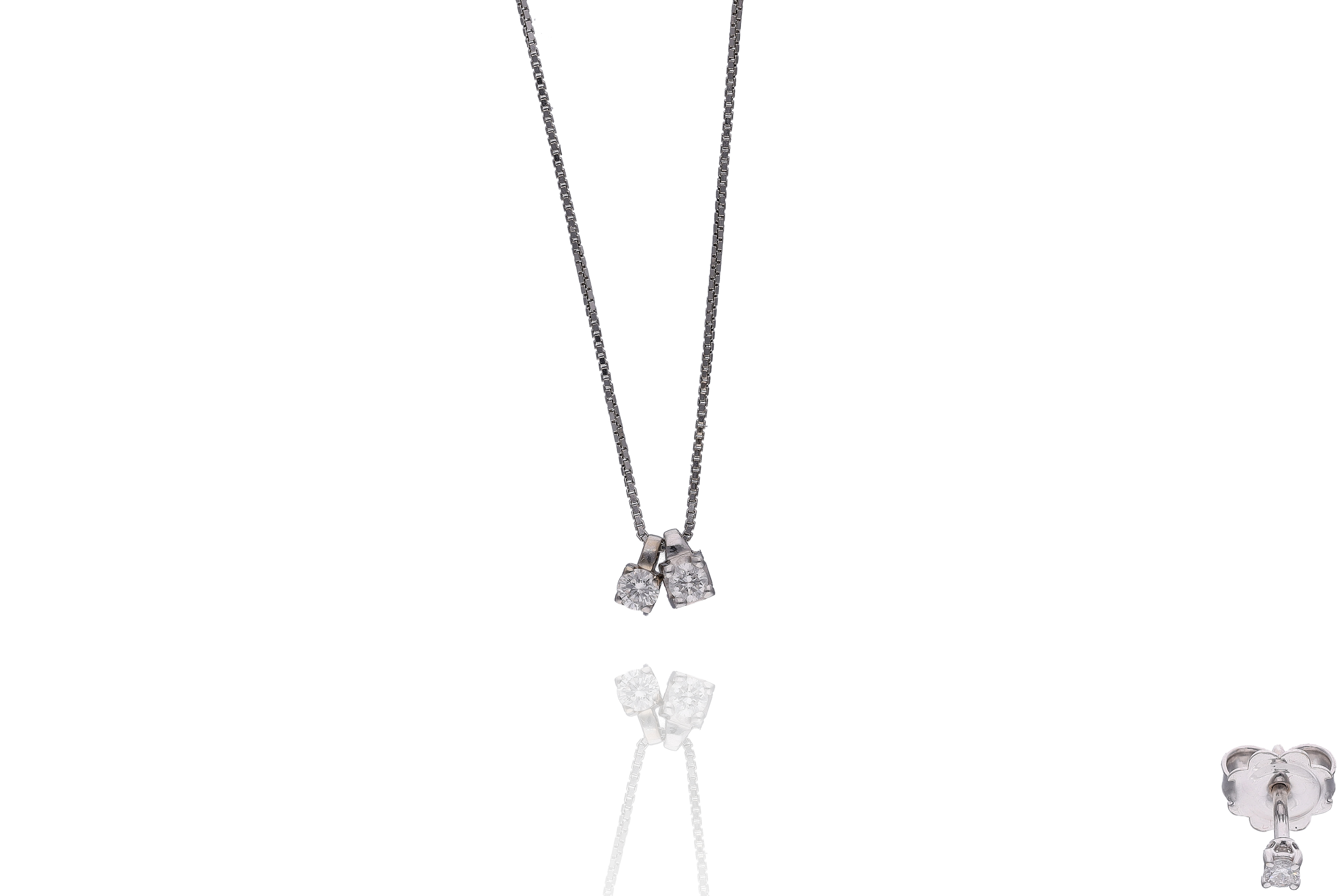 Collana con due ciondoli e orecchino con diamanti - Asta Preziosi
