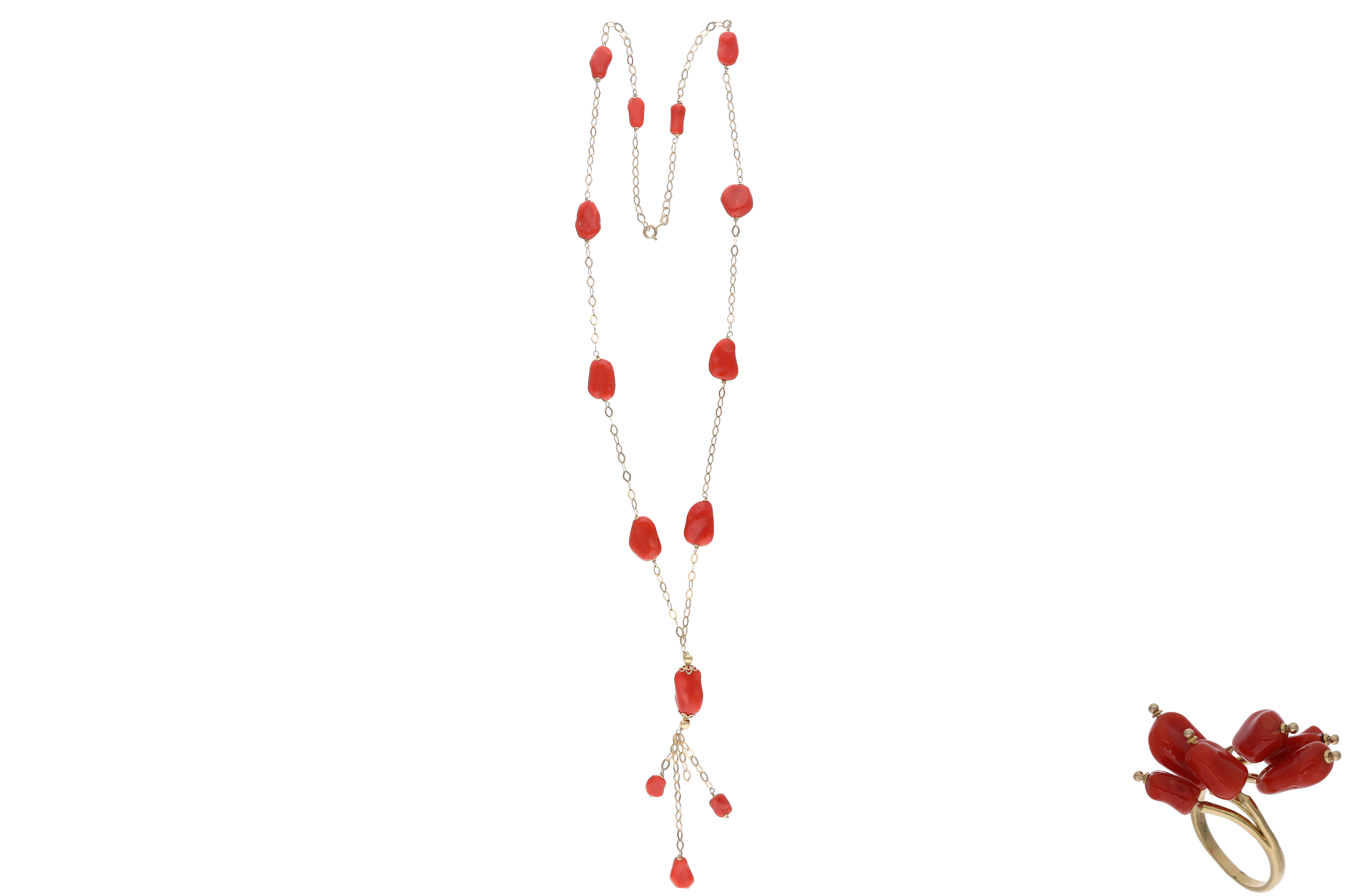 Parure, anello e collana con corallo - Asta Preziosi