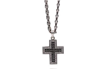 Collana e ciondolo con diamanti, diamanti neri e pietre - Asta Preziosi Collana e ciondolo con diamanti, diamanti neri e pietre - Asta Preziosi