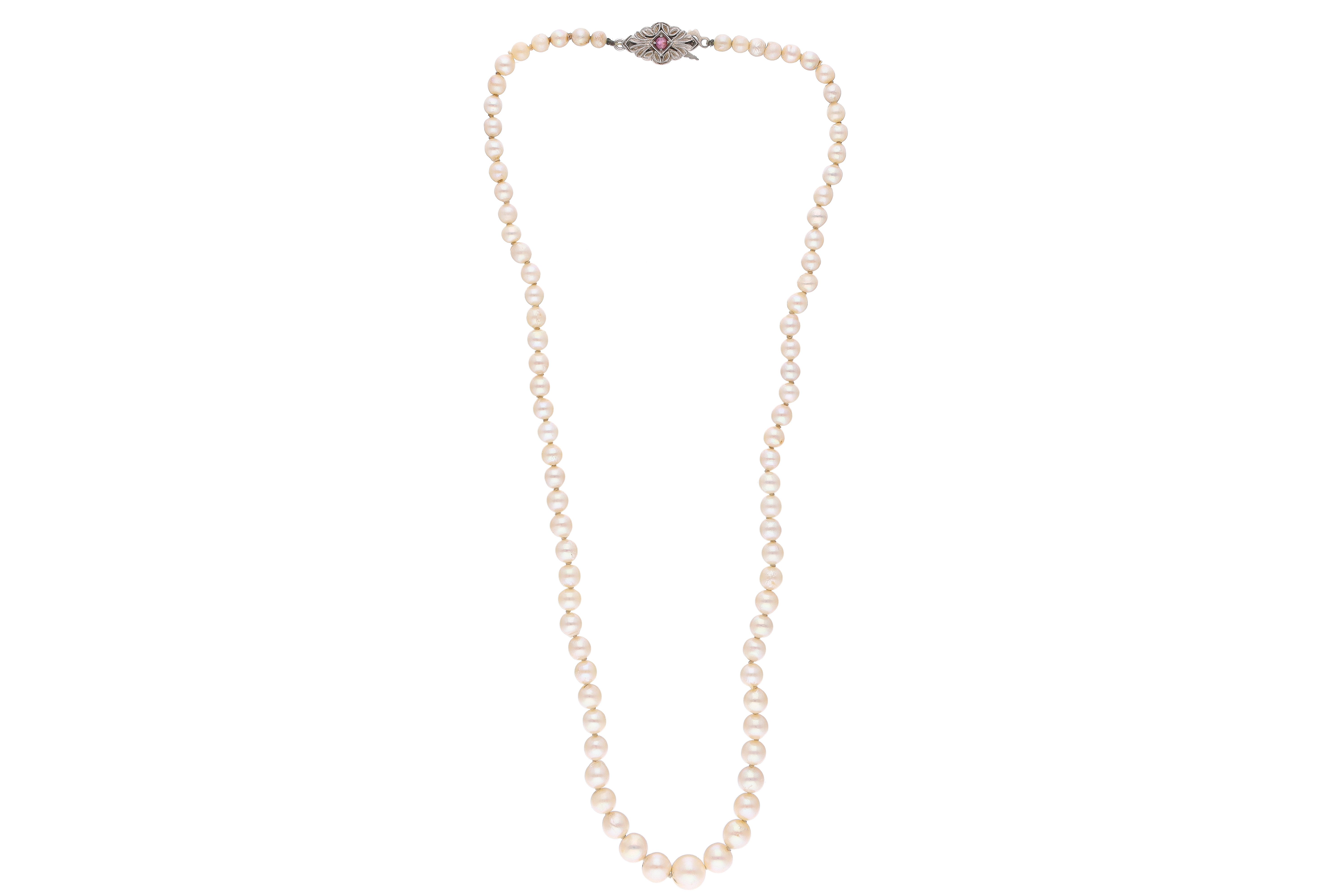 Collana di perle con rubino - Asta Preziosi