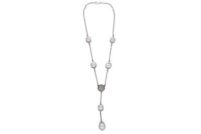 Collana con perle coltivate e diamanti, diamanti gialli e pietre - Asta Preziosi Collana con perle coltivate e diamanti, diamanti gialli e pietre - Asta Preziosi
